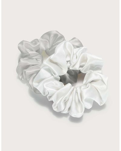 The White Company Silk Sleep Scrunchies - Set Of 2 - Gray