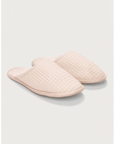 The White Company Waffle Towelling Slippers - Pink