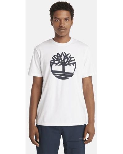 Timberland Kennebec River Tree Logo T-shirt For Men In White, Man, White, Size: 3xl