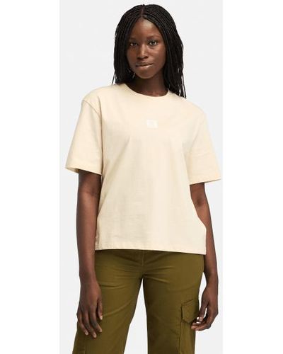 Timberland Stack Logo Short-sleeve T-shirt For Women In Beige, Woman, Beige, Size: 3xl - Natural