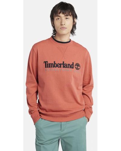 Timberland Est. 1973 Logo Crewneck Sweatshirt For Men In Orange, Man, Orange, Size: L - Red