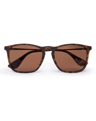Timberland Rubberised Rectangle Sunglasses - Brown