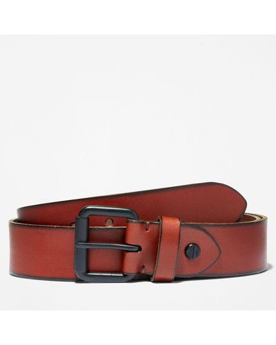 Timberland Roller Buckle Leather Belt - Red
