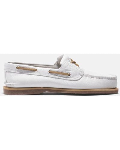 Timberland Classic Leather Boat Shoe For Men In White, Man, White, Size: 6