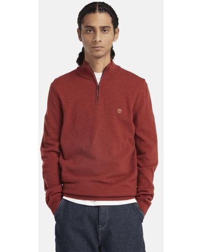 Timberland Cohas Brook Zip-neck Jumper For Men In Red, Man, Red, Size: L