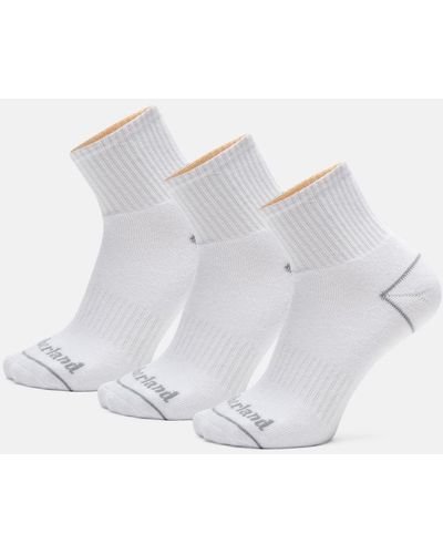 Timberland All Gender 3 Pack Bowden Quarter Socks - White