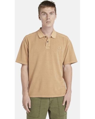 Timberland Garment Dye Short Polo For Men In Orange, Man, Orange, Size: L - Natural