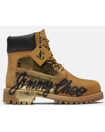 Timberland Jimmy Choo X Spray-painted Boot For Women In Yellow, Woman, Light Brown, Size: 3