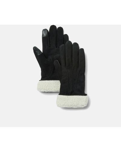 Timberland Leather Gloves With Fleece Cuffs - Black