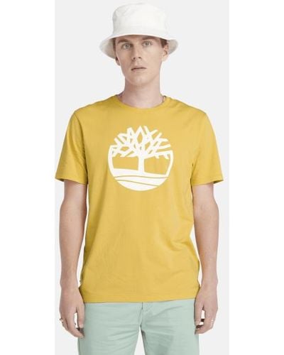 Timberland Kennebec River Tree Logo T-shirt For Men In Yellow, Man, Yellow, Size: 3xl