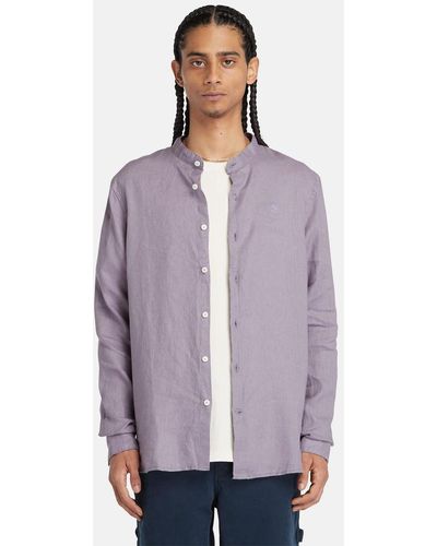 Timberland Mill Brook Korean-collar Linen Shirt - Purple