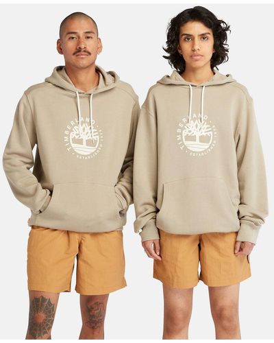 Timberland All Gender Logo Hoodie With Lyocell And Refibra Technology - Natural