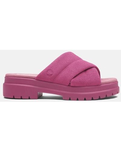 Timberland London Vibe Slide Sandal For Women In Dark Pink, Woman, Pink, Size: 3.5 - Purple