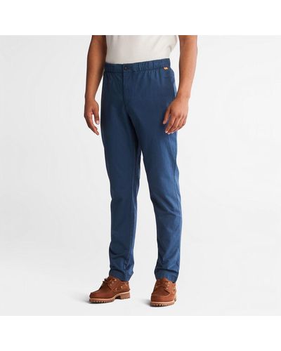 Timberland Cotton And Linen-blend Joggers - Blue