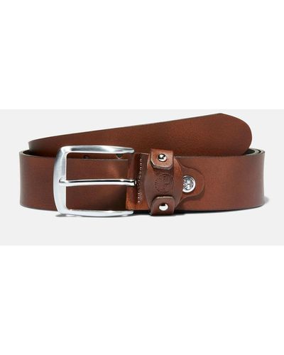 Timberland Square-buckle Leather Belt With Loop Logo - Brown