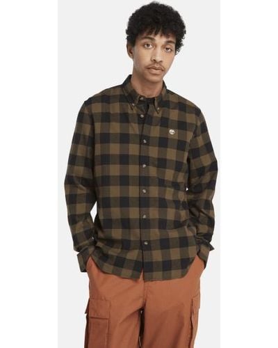 Timberland Mascoma River Long-sleeve Check Shirt For Men In Green, Man, Green, Size: L - Brown