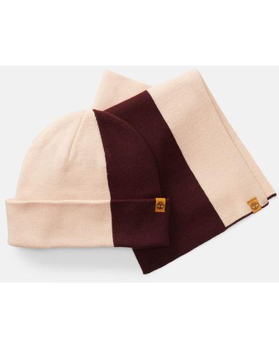 Timberland Colourblock Hat & Scarf Gift Set - Pink