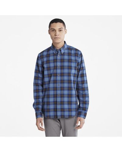 Timberland Eastham River Stretch Checked Shirt For Men In Blue, Man, Blue, Size: L