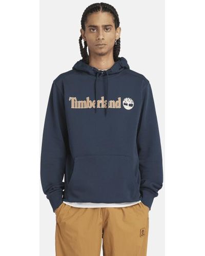 Timberland Linear Logo Hoodie For Men In Navy, Man, Navy, Size: L - Blue