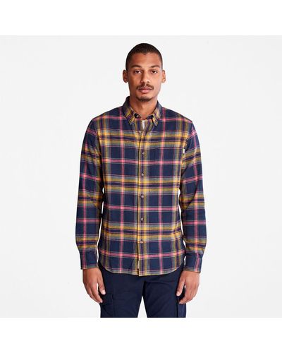 Timberland Heavy Flannel Check Shirt - Blue