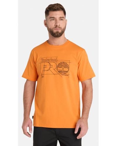 Timberland Pro Innovation Blueprint T-shirt For Men In Orange, Man, Orange, Size: L - Red