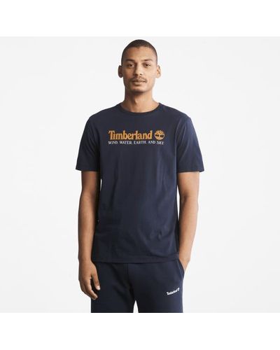 Timberland Wind, Water, Earth, And Sky T-shirt For Men In Navy, Man, Navy, Size: L - Blue