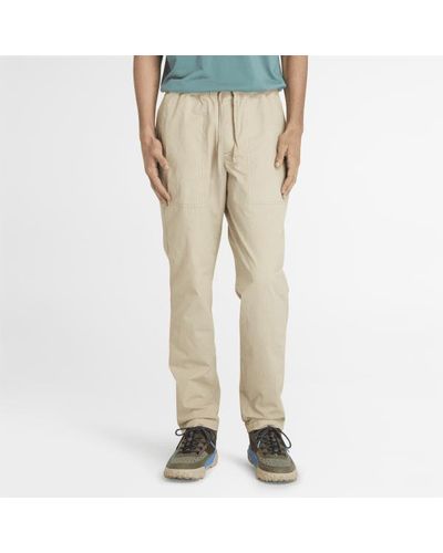 Timberland Garment Dye Poplin Jogger Trousers For Men In Beige, Man, Beige, Size: L - Natural