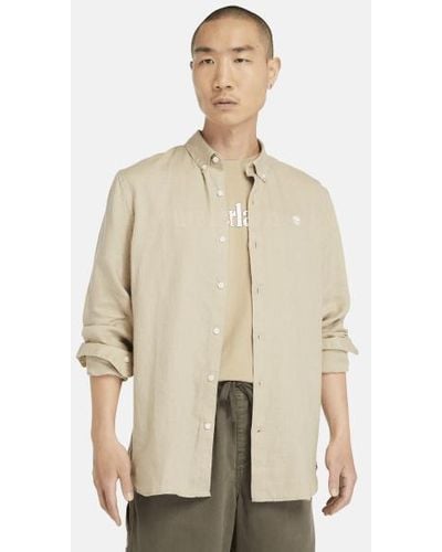 Timberland Mill Brook Linen Shirt For Men In Beige, Man, Beige, Size: L - Natural