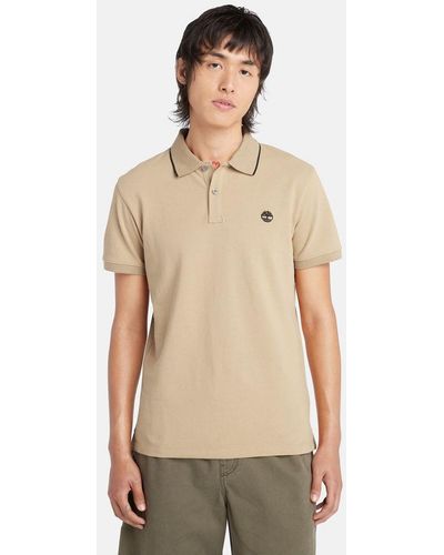 Timberland Millers River Printed Neck Polo Shirt - Natural