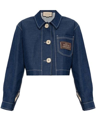 Gucci Cropped Denim Jacket - Blue