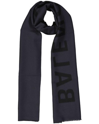 Balenciaga Sciarpa in lana con logo - Blu
