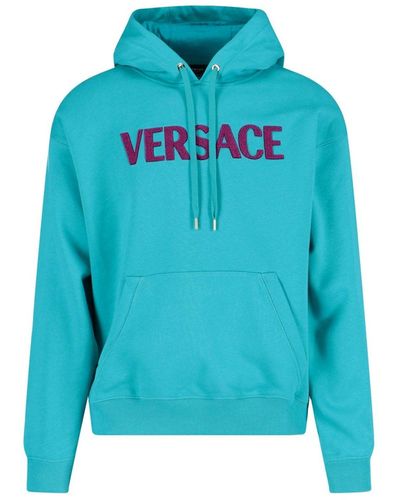 Versace Felpa con logo in cotone - Blu