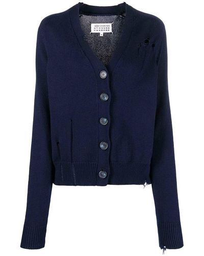 Maison Margiela Cardigan lavorato a maglia - Blu