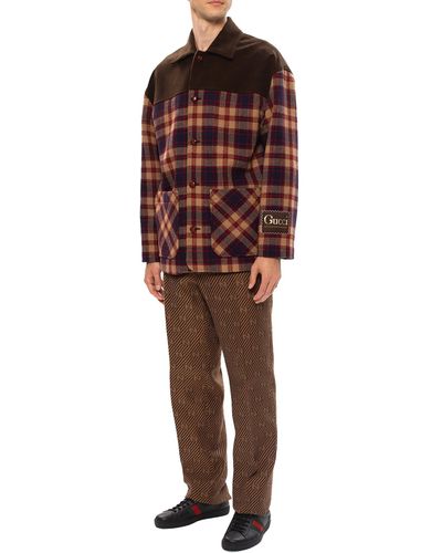 Gucci Checkte Flanell -gepolstertes Hemd - Rot
