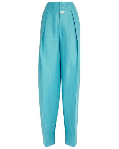 Etro Pantaloni Moonlight in lino e seta di - Blu