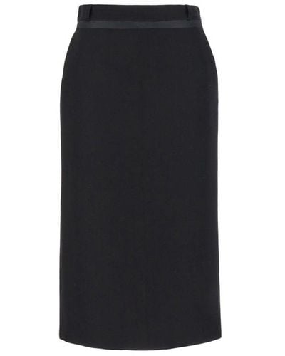 Fendi Virgin Wool Grain De Poud Skirt - Black