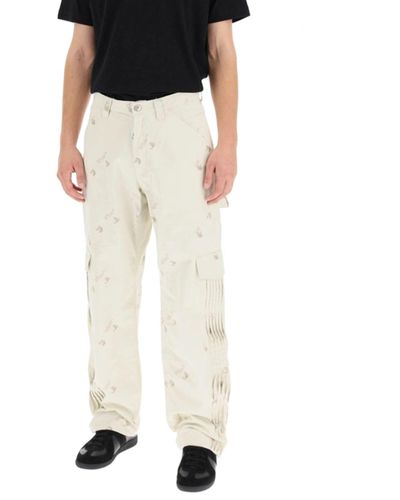 Off-White c/o Virgil Abloh Logo-Denim-Jeans aus Baumwolle - Natur