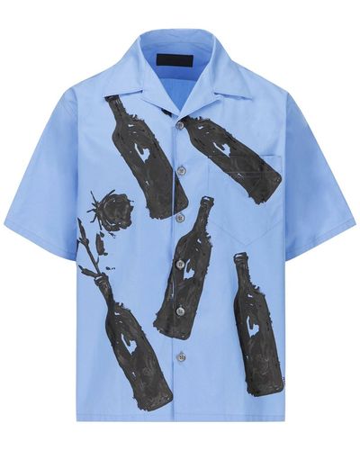 Prada Camicia in cotone stampato - Blu