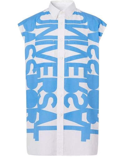 Burberry Camicia in cotone stampato - Blu