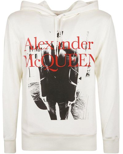Alexander McQueen Felpa con cappuccio e logo - Bianco
