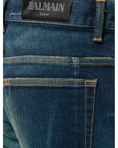 Balmain Zerrissene Slim-Jeans von - Blau