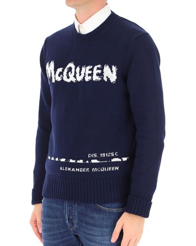 Alexander McQueen Logo-Pullover - Blau