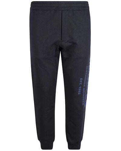 Alexander McQueen Pantaloni da ginnastica in cotone con logo - Blu