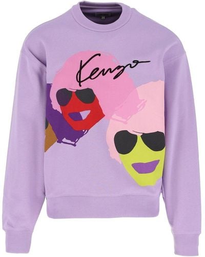 KENZO Graphic Oversize Sweatshirt - Purple