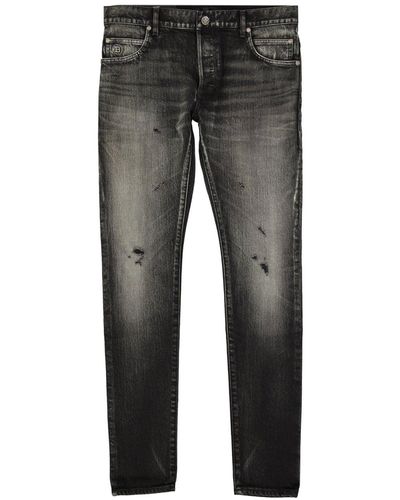 Balmain Jeans in cotone e denim - Grigio