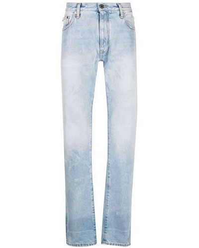 Off-White c/o Virgil Abloh Jeans in denim con logo - Blu