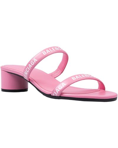 Balenciaga Logo-Ledersandalen - Pink