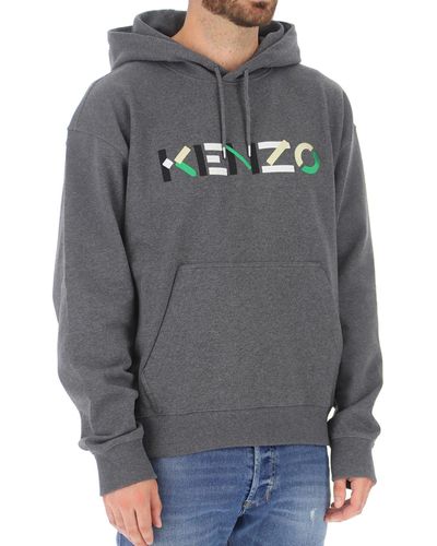 KENZO Logo Sweatshirt mit Kapuze - Grau