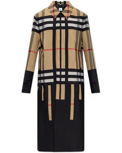 Burberry Sliced Check Mid-length Car Coat - Black