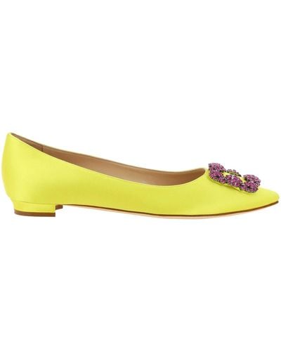 Manolo Blahnik Hangisi Ballerina Shoes - Yellow